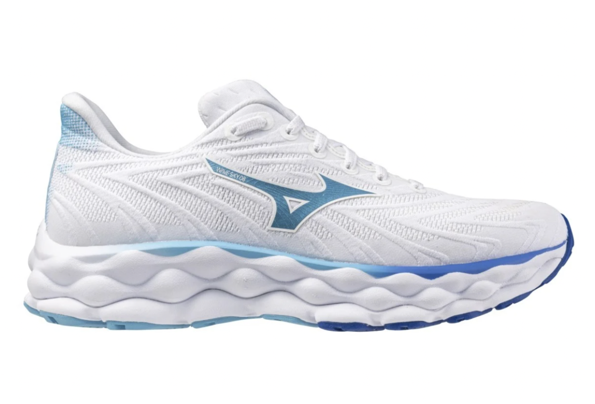 Mizuno Wave Sky 8 | Womens | White Laser Mugen Blue