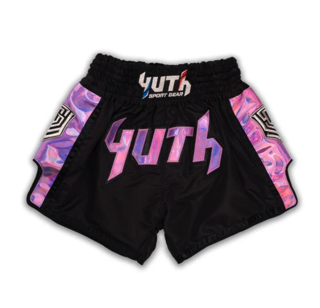 YUTH - Hologram Muay Thai Shorts - Black/Purple